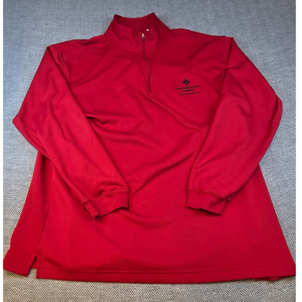 Page & Tuttle Mens 2XL Red Cool Swing Quarter Zip Farm Credit Services Pullover